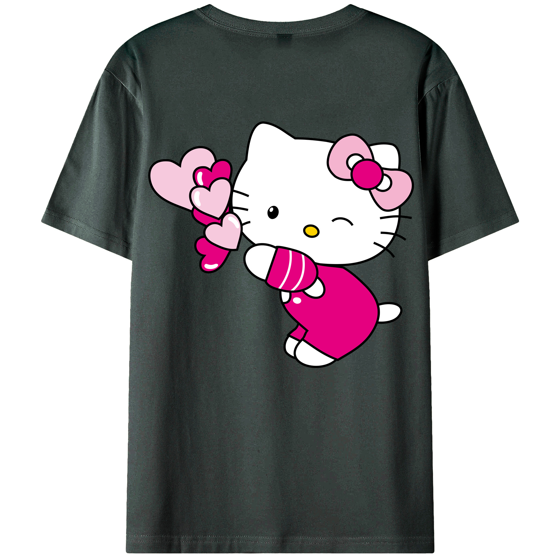 （画像用） Hello Kitty ハローキティ 綿100％ メンズ半袖Tシャツ（バックプリント） 通気性